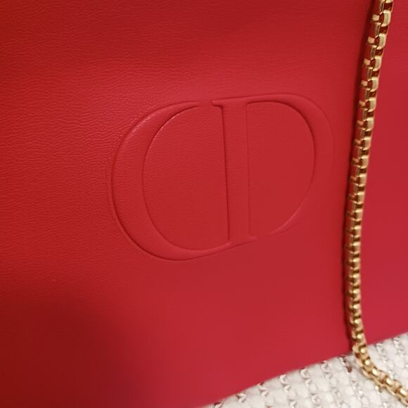 DIOR Crossbody Red Pink REVERSIBLE Shoulder Bag Flat Beaute Cosmetic Converted - Picture 5 of 16